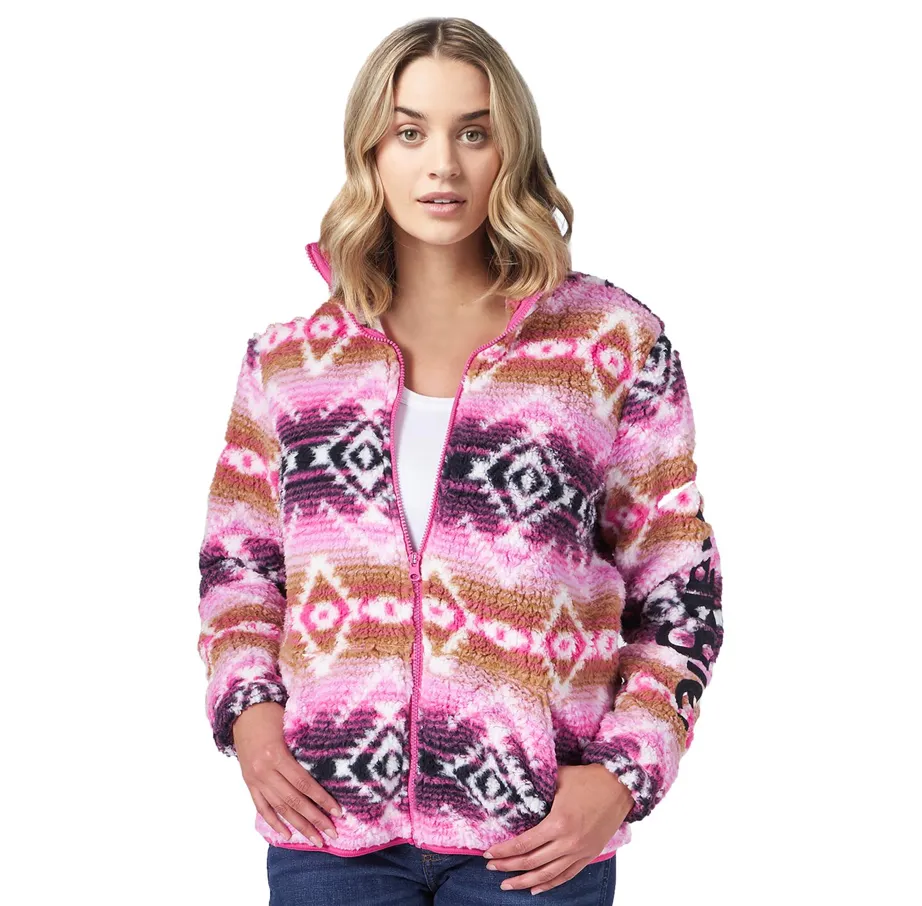 112321396 - Wrangler® Sherpa Southwestern Zip - Pink