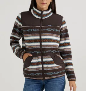 112356674-Wrangler Women's Fu lZip Aztec Print Sherpa- Brown