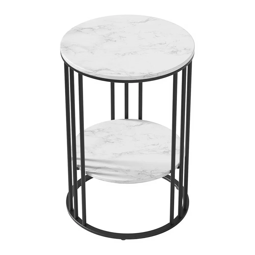 2-Tier Marble Coffee Table with Metal Frame, Artiss