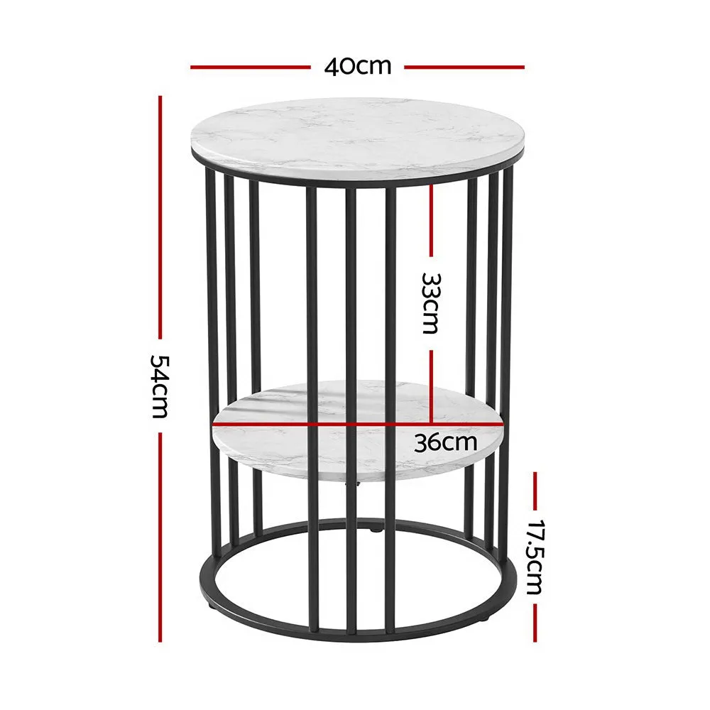 2-Tier Marble Coffee Table with Metal Frame, Artiss