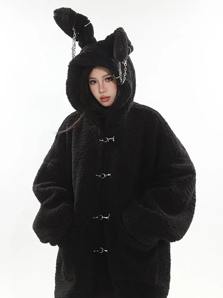 【23s December.】Cute Bunny Ears Hooded Sherpa Jacket