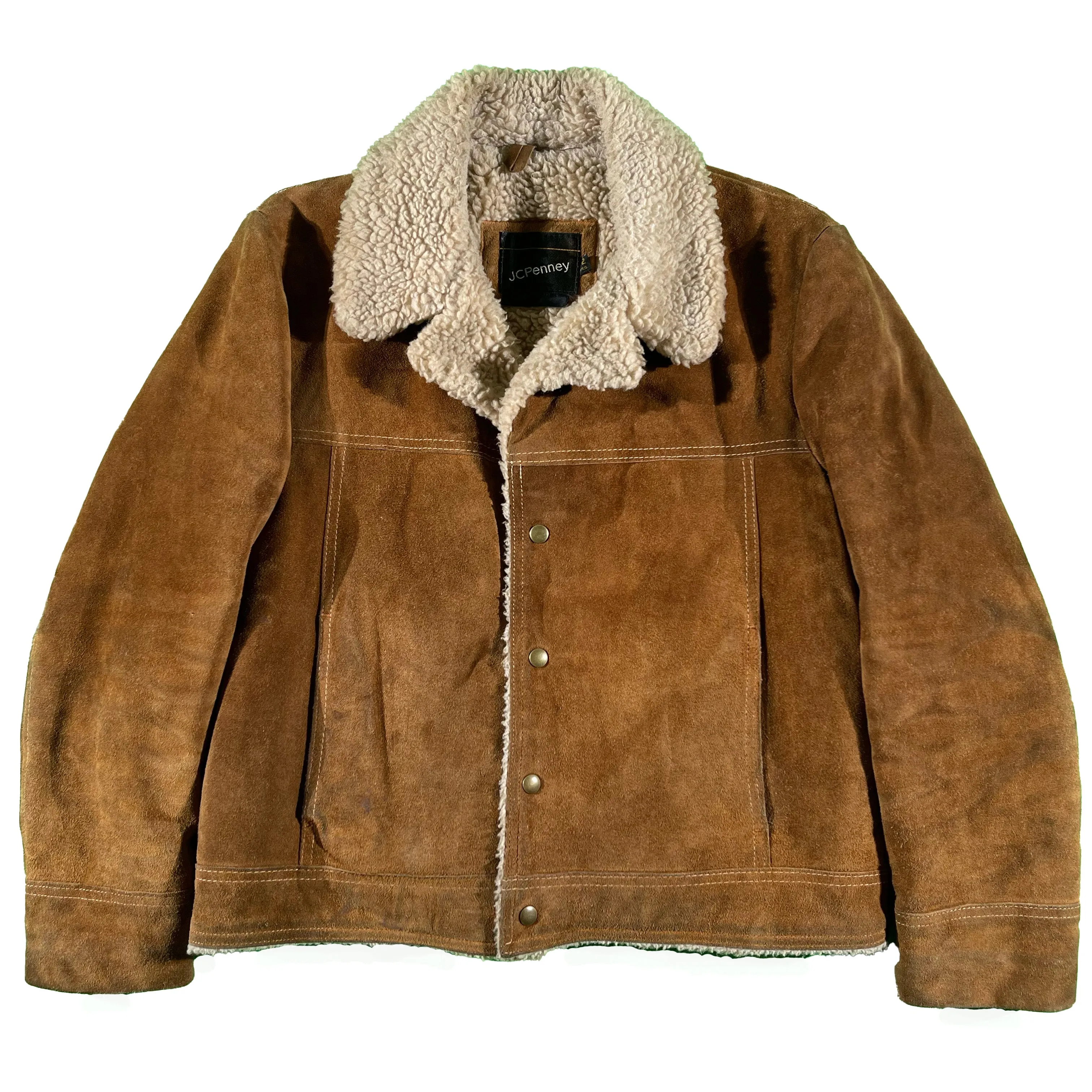 70s JCPenney Suede Sherpa Lined Trucker Jacket- L