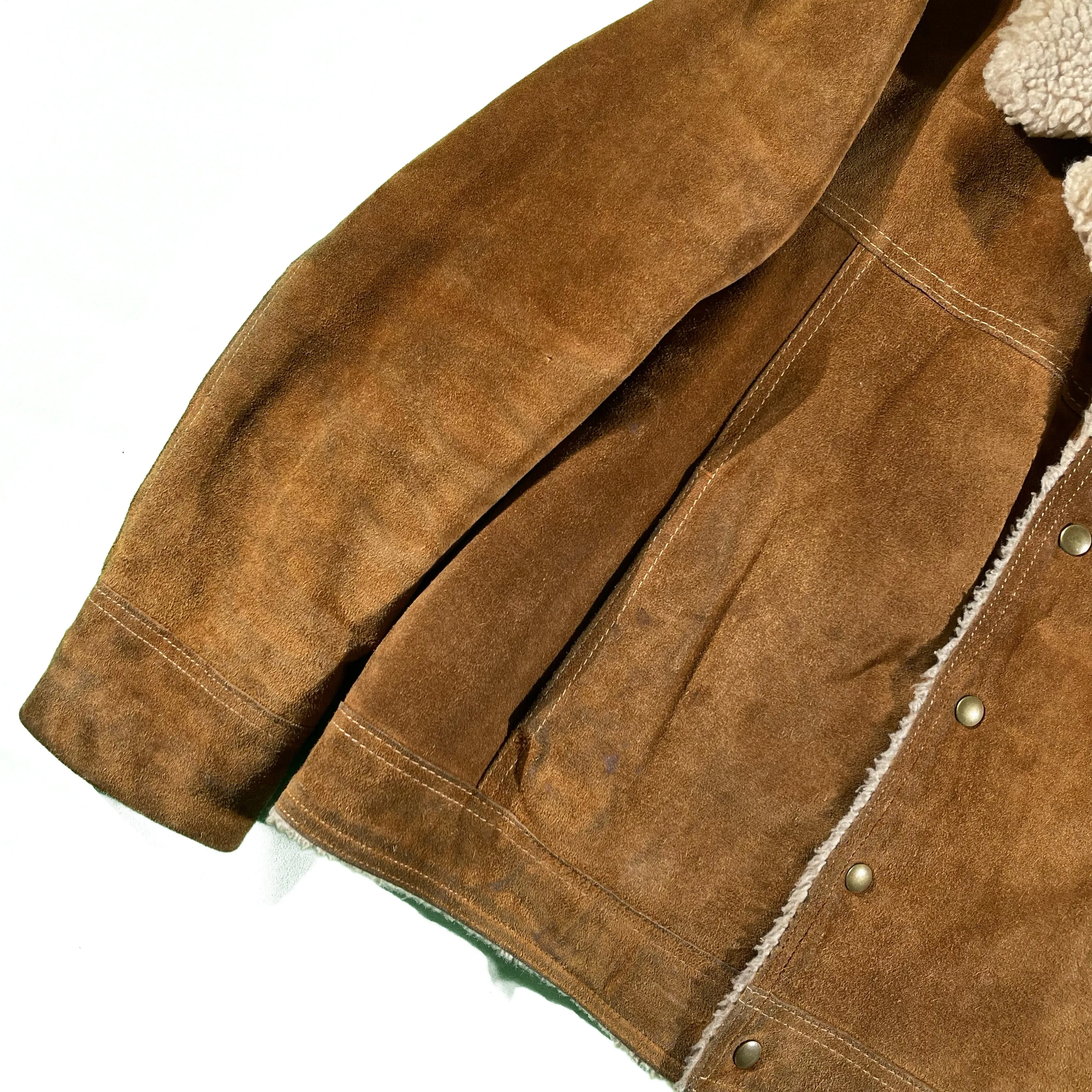 70s JCPenney Suede Sherpa Lined Trucker Jacket- L