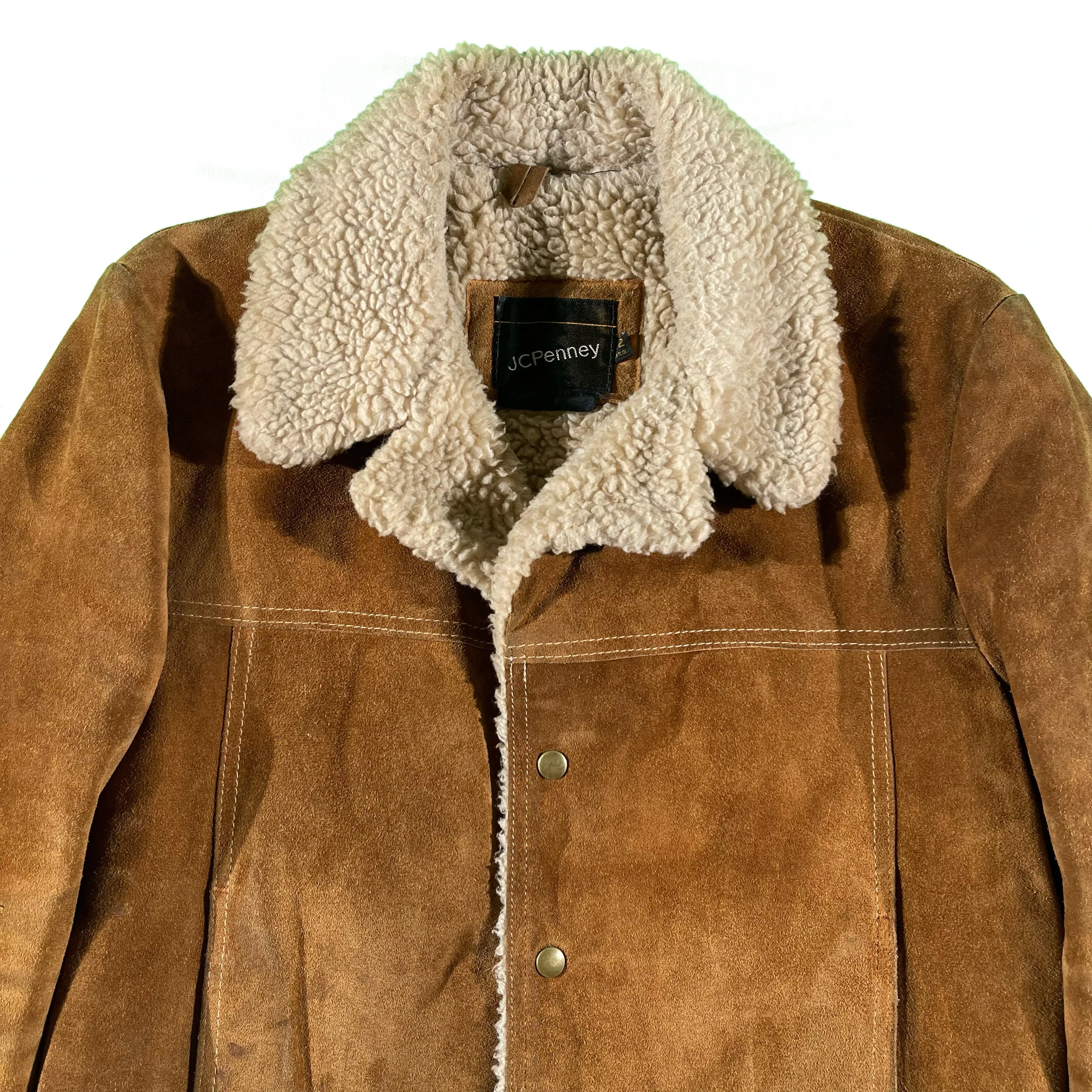 70s JCPenney Suede Sherpa Lined Trucker Jacket- L