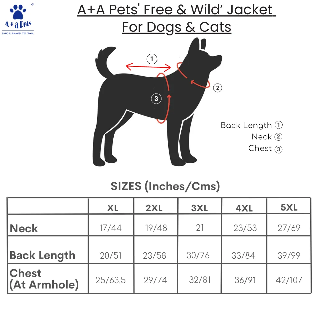 A A Pets' Free & Wild’ Jacket For Dogs & Cats - Blue