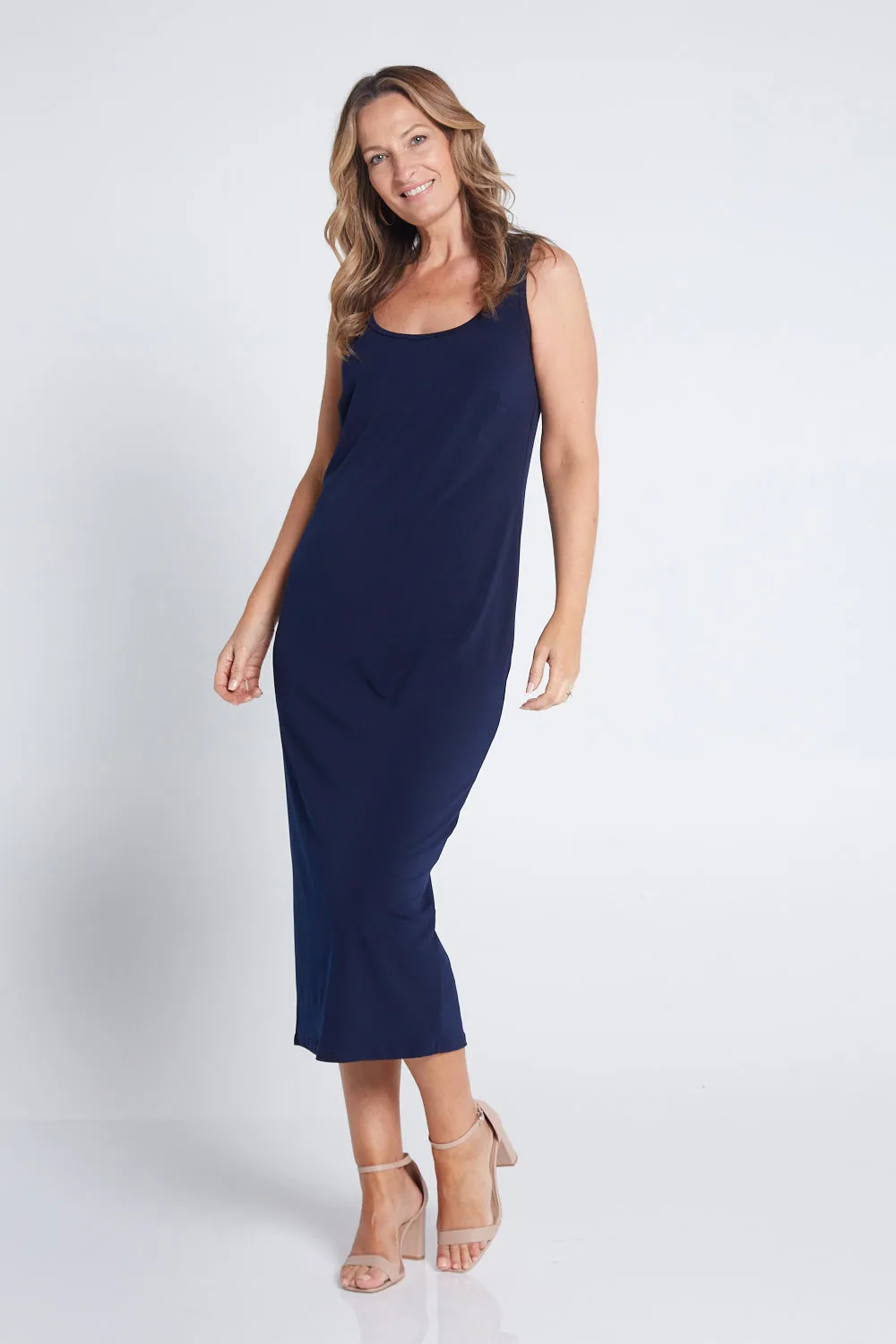 Amy Midi Stretch Slip - Dark Navy