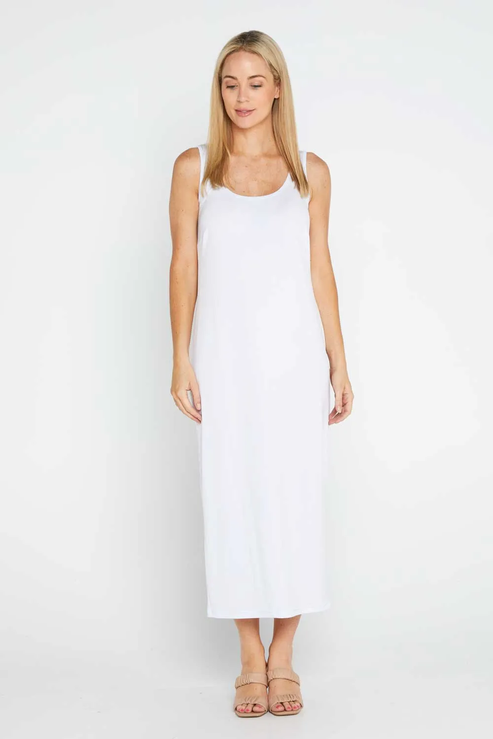 Amy Midi Stretch Slip - White