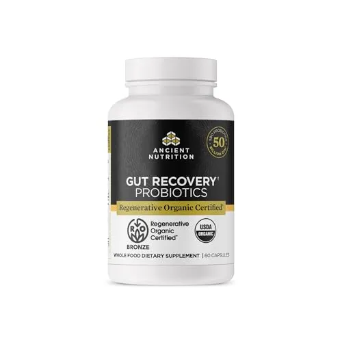 Ancient Nutrition Gut Recovery Probiotics 50 Billion CFUs* Per Serving, 60 Capsules