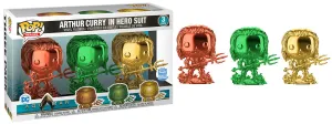 Arthur Curry in Hero Suit (Aquaman, Chrome) 3-pk - Funko Shop Exclusive  [Damaged: 6.5/10]