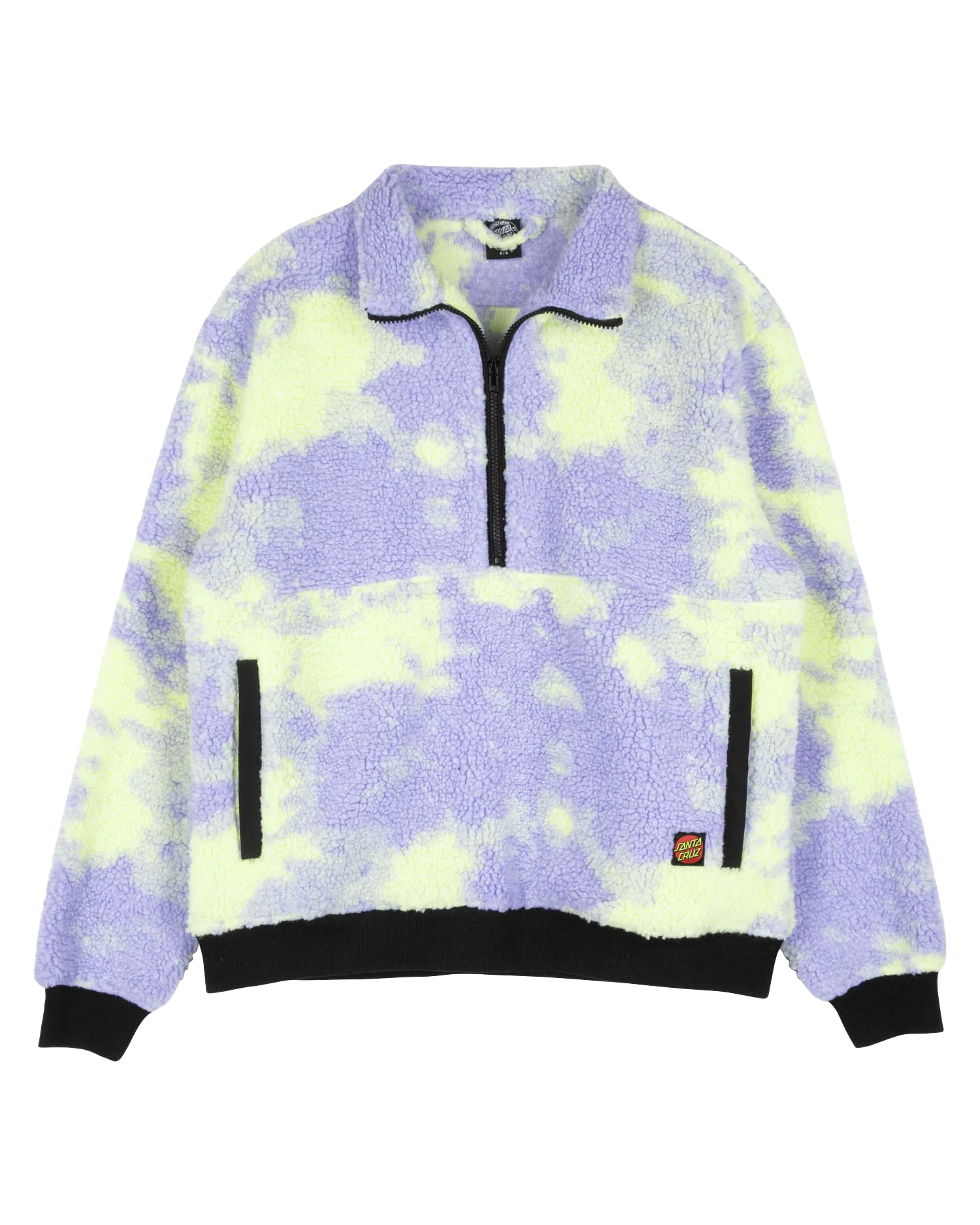 Astra Sherpa Fleece Jacket in Purple & Yellow Tie Dye