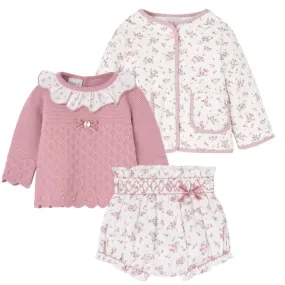 Baby Girls Pink Floral 3 Piece Set