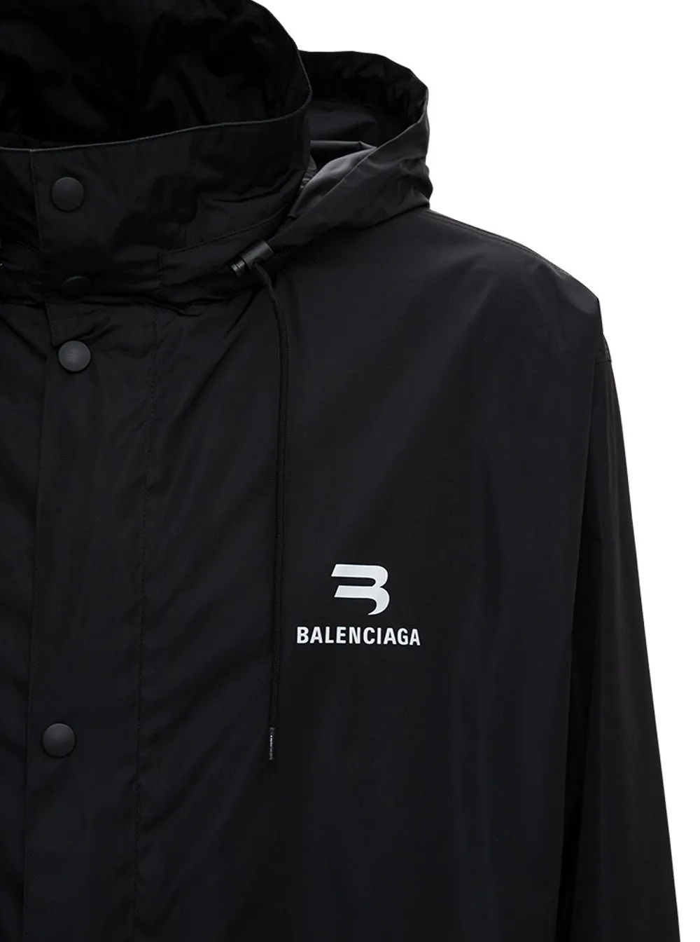 Balenciaga Logo Printed Hooded Raincoat