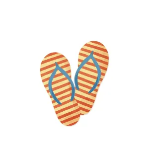 Beach Slippers Red Stripes Wood Shape