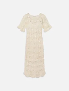 Beaded Crochet Dress -- Off White