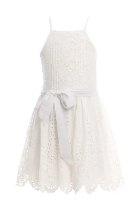 Big Girls Eyelet Lace Fit and Flare Slip Dress