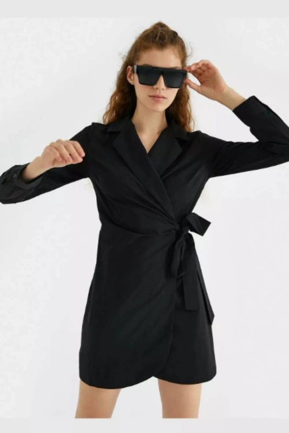 Black Full Sleeve Wrap Dress