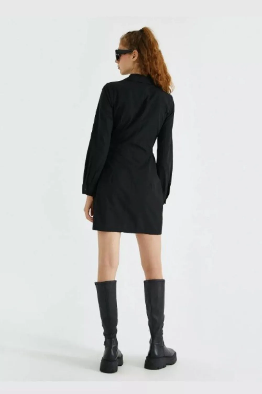 Black Full Sleeve Wrap Dress