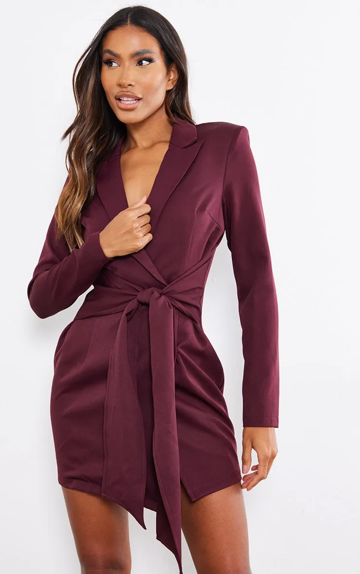 Black Wrap Detail Blazer Dress