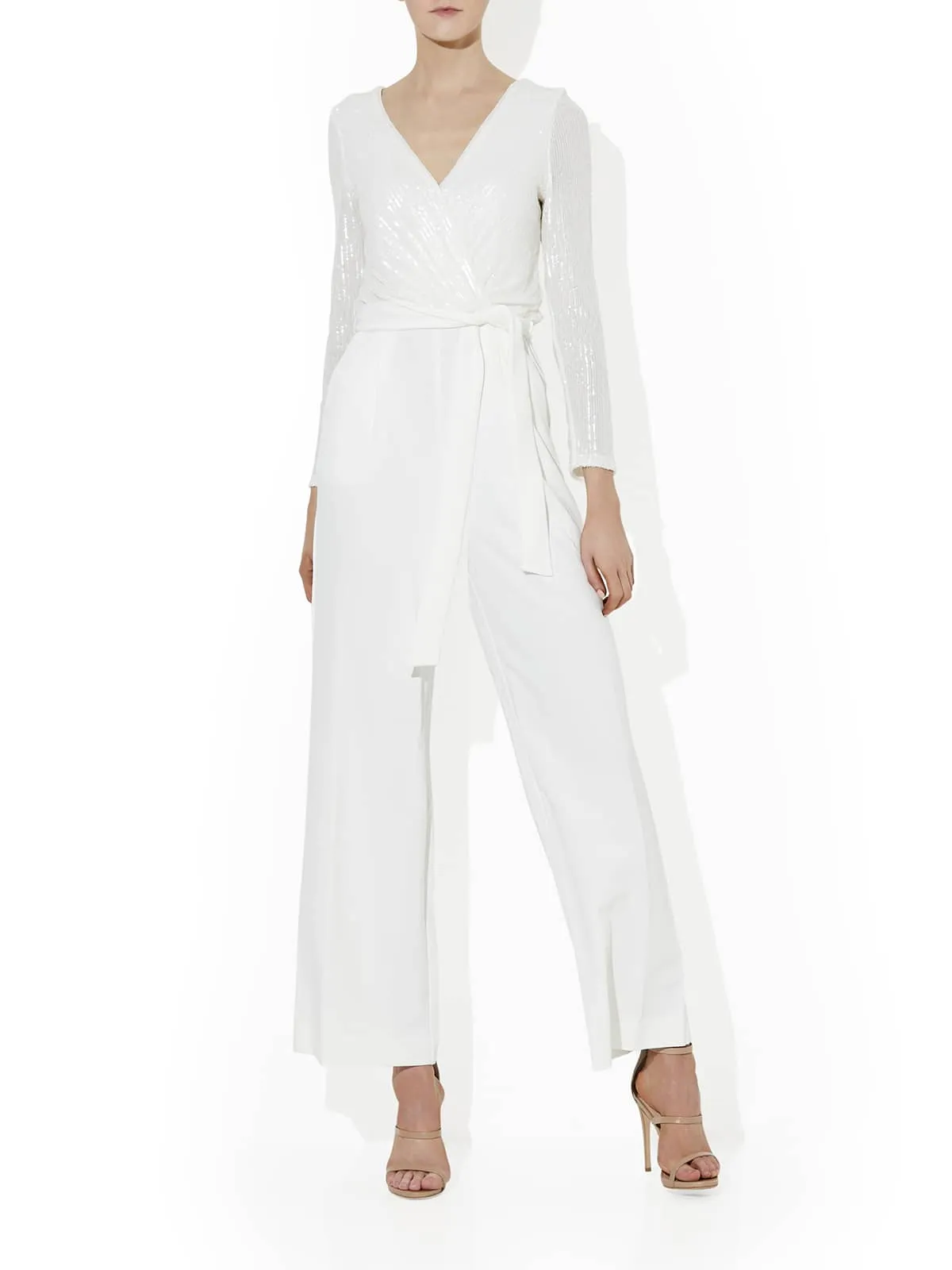 Bogart Ivory Sequin Jumpsuit