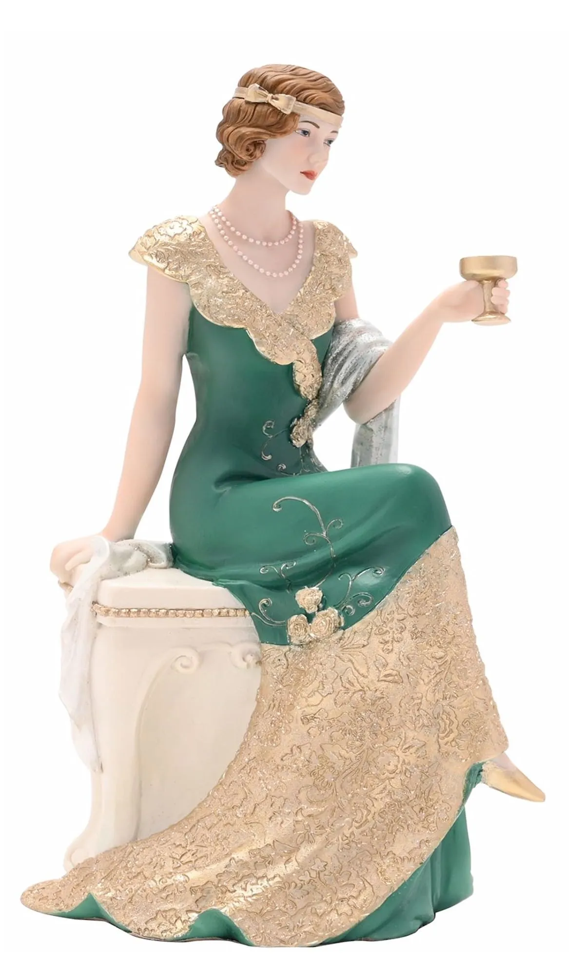 Broadway Belles Jacqueline Emerald Green and Gold Seated Charleston Figurine