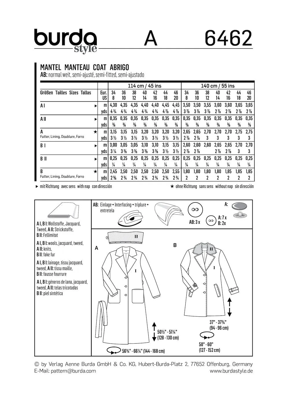 Burda Pattern 6462 (8-20)