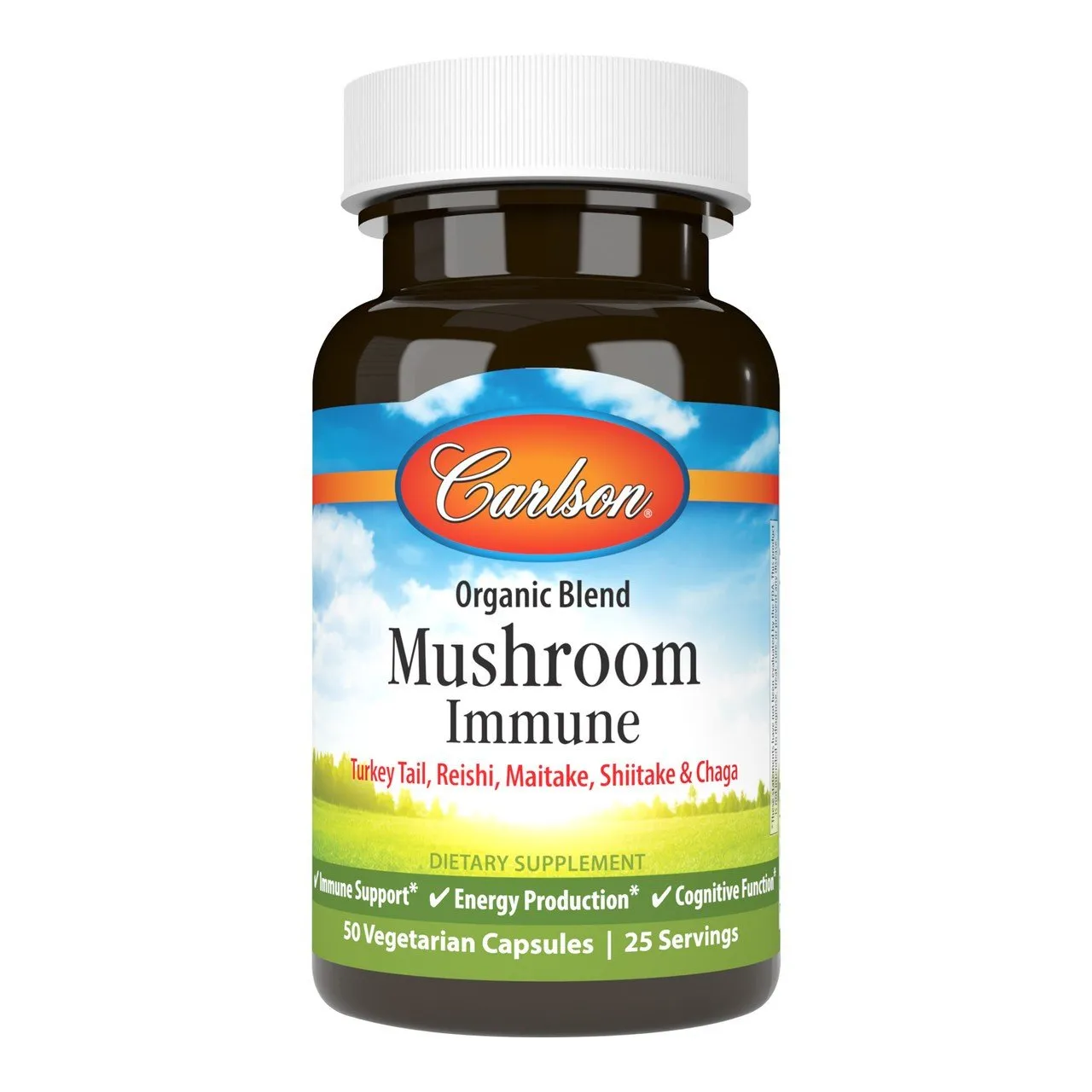 Carlson Laboratories Organic Blend Mushroom Immune(Turkey Tail, Reishi, Maitake, Shiitake & Chaga) 50 VegCap