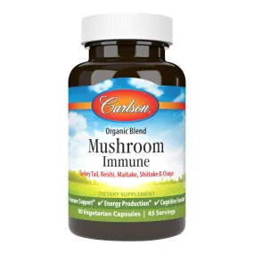 Carlson Laboratories Organic Blend Mushroom Immune(Turkey Tail, Reishi, Maitake, Shiitake & Chaga) 90 VegCap