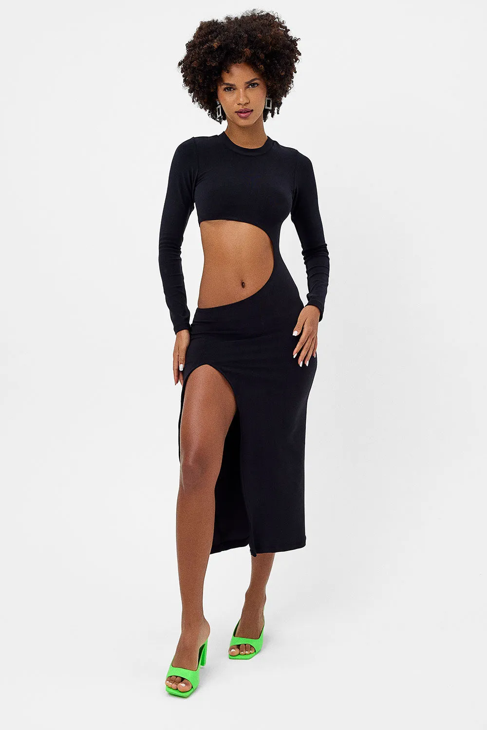 Carolina Terry Midi Dress - Black