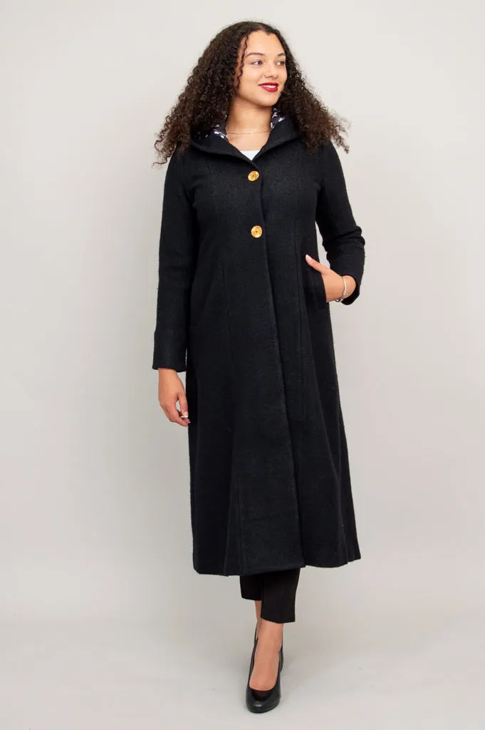 Catherine Coat, Black, Boiled Wool