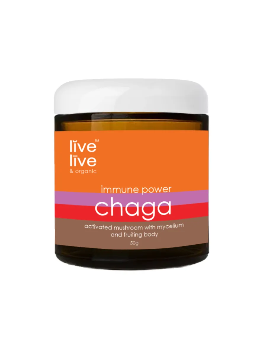 chaga mushroom, immune power, 50g powder, live live & organic