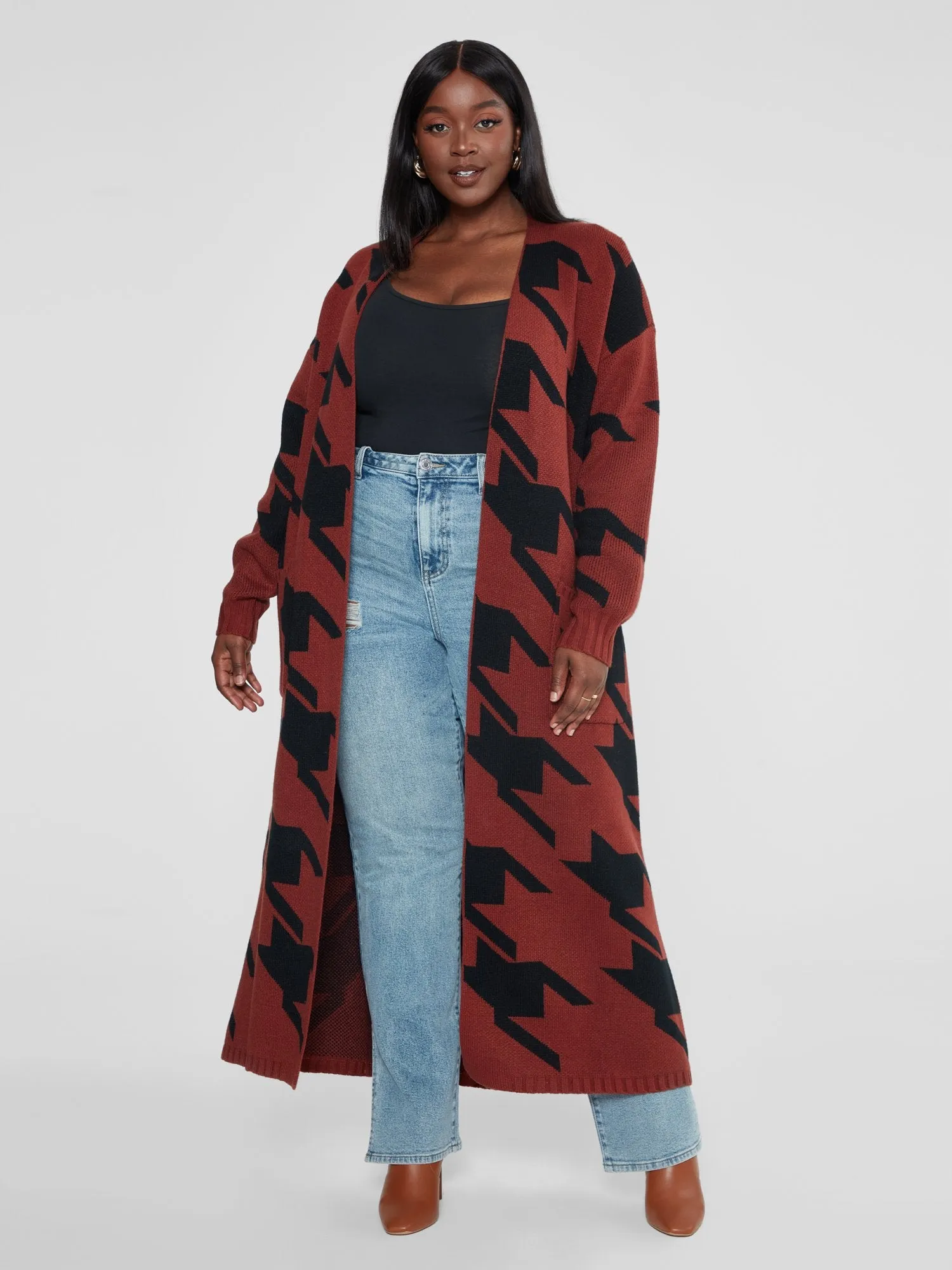 Charlotte Houndstooth Sweater Coat