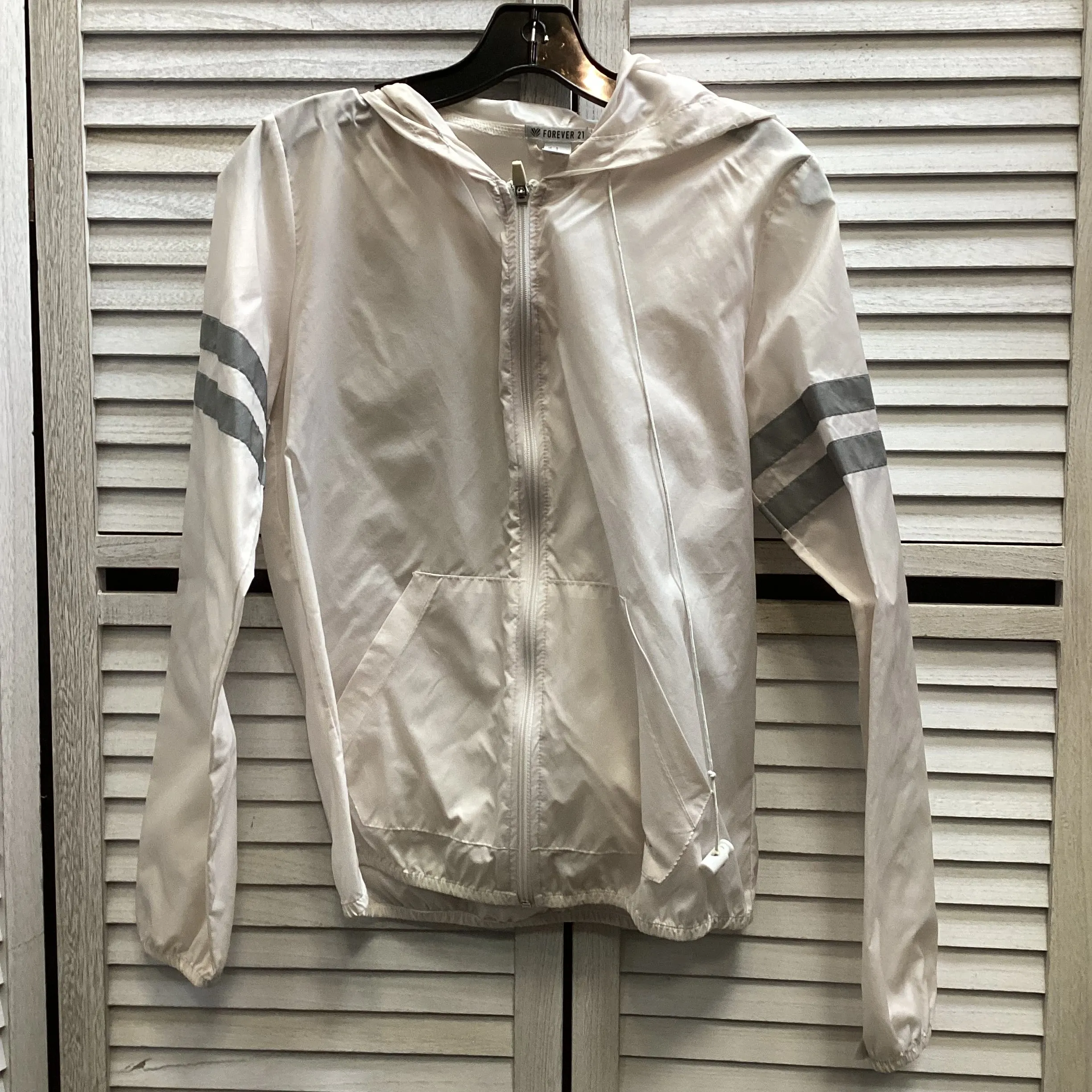 Coat Raincoat By Forever 21 In White, Size: S