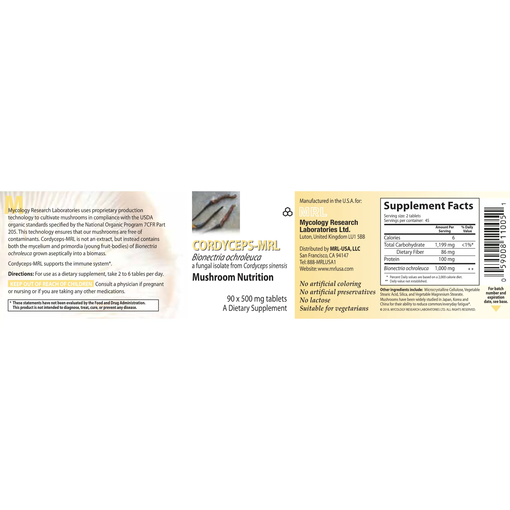 Cordyceps-MRL 90 tabs by Mycology Research Labs