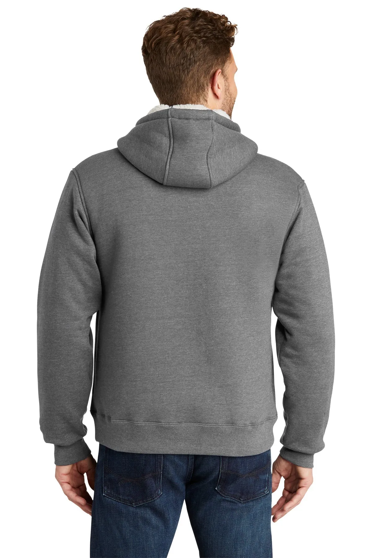 CornerStone Sherpa-Lined Hooded Fleece Jacket, Grey