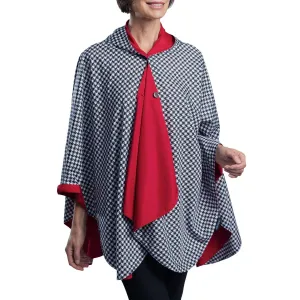 Crimson Black & White Houndstooth Womens Rain Cape