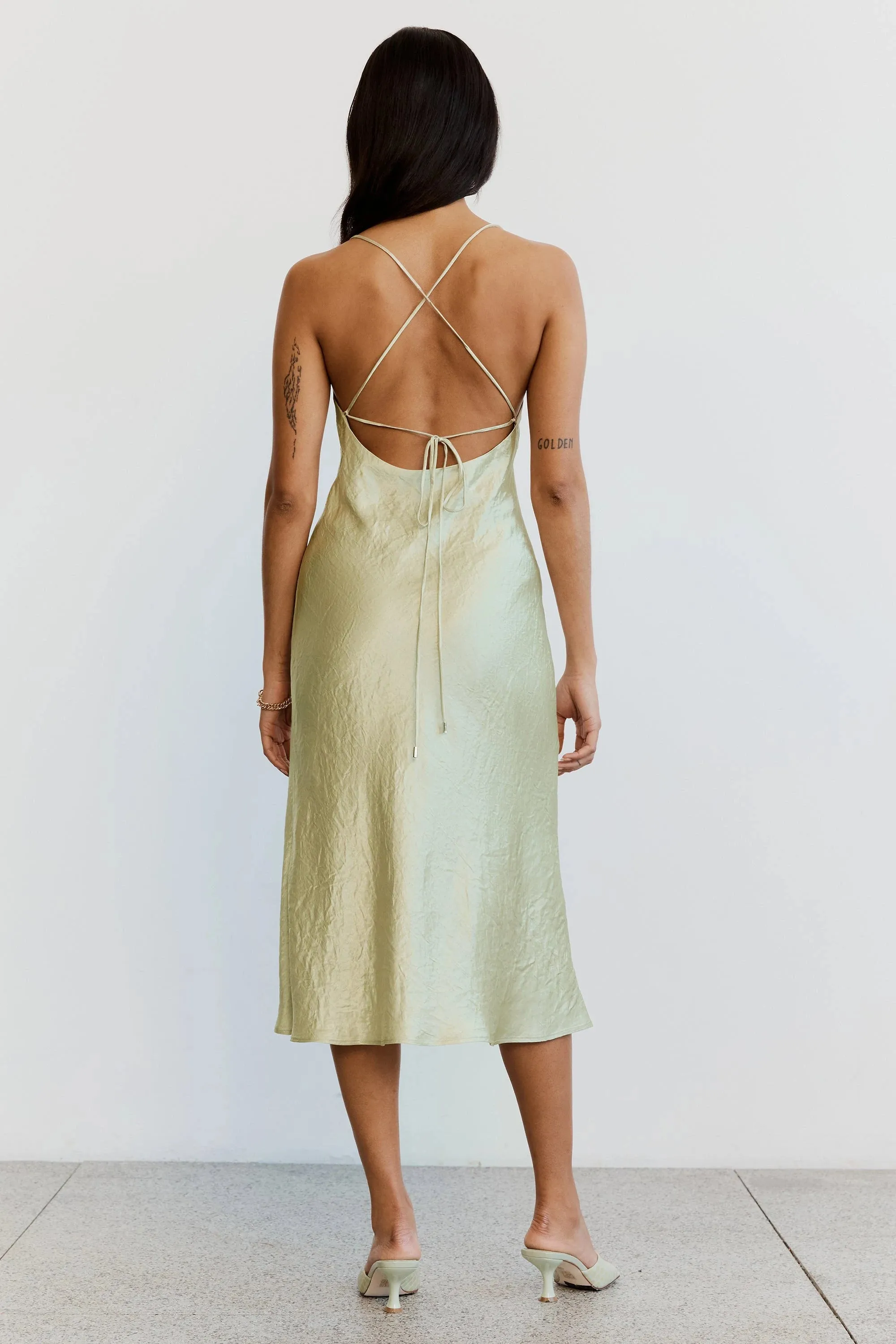 Crush Bias Cowl Slip Dress - Apple