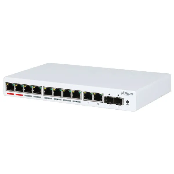 Dahua / PoE Ethernet Switch / 12-Port / 8-Port PoE / 250m PoE / Managed /  5 Year Warranty / DH-PFS4212-8GT-96