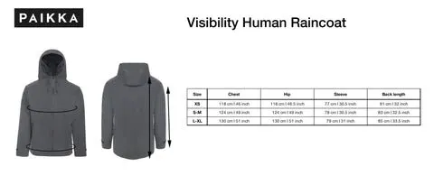 Dark Grey Visibility Raincoat For Humans