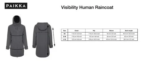 Dark Grey Visibility Raincoat For Humans