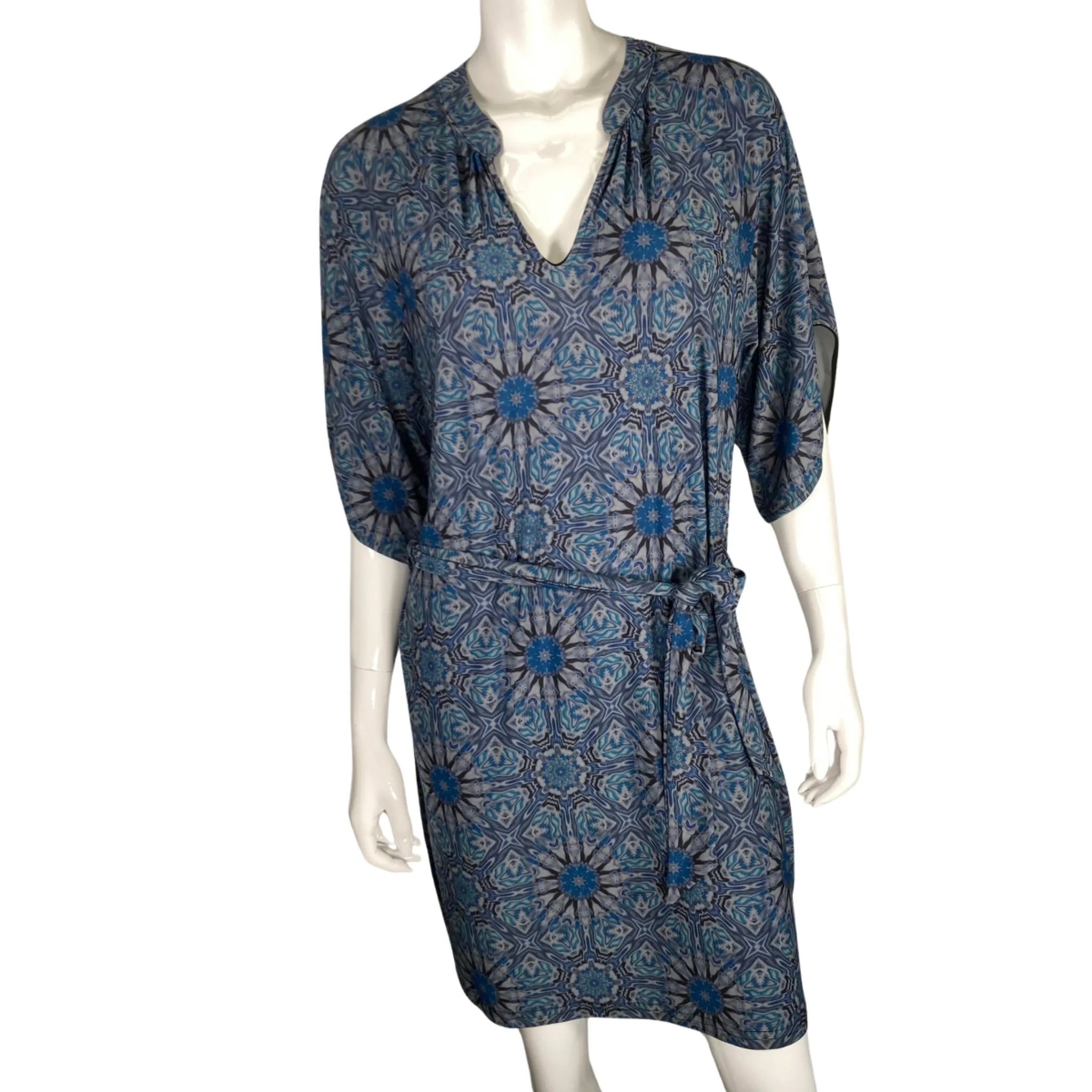 Deborah Viereck 33 Butterflies Blue Kaleidoscope Wrap Dress