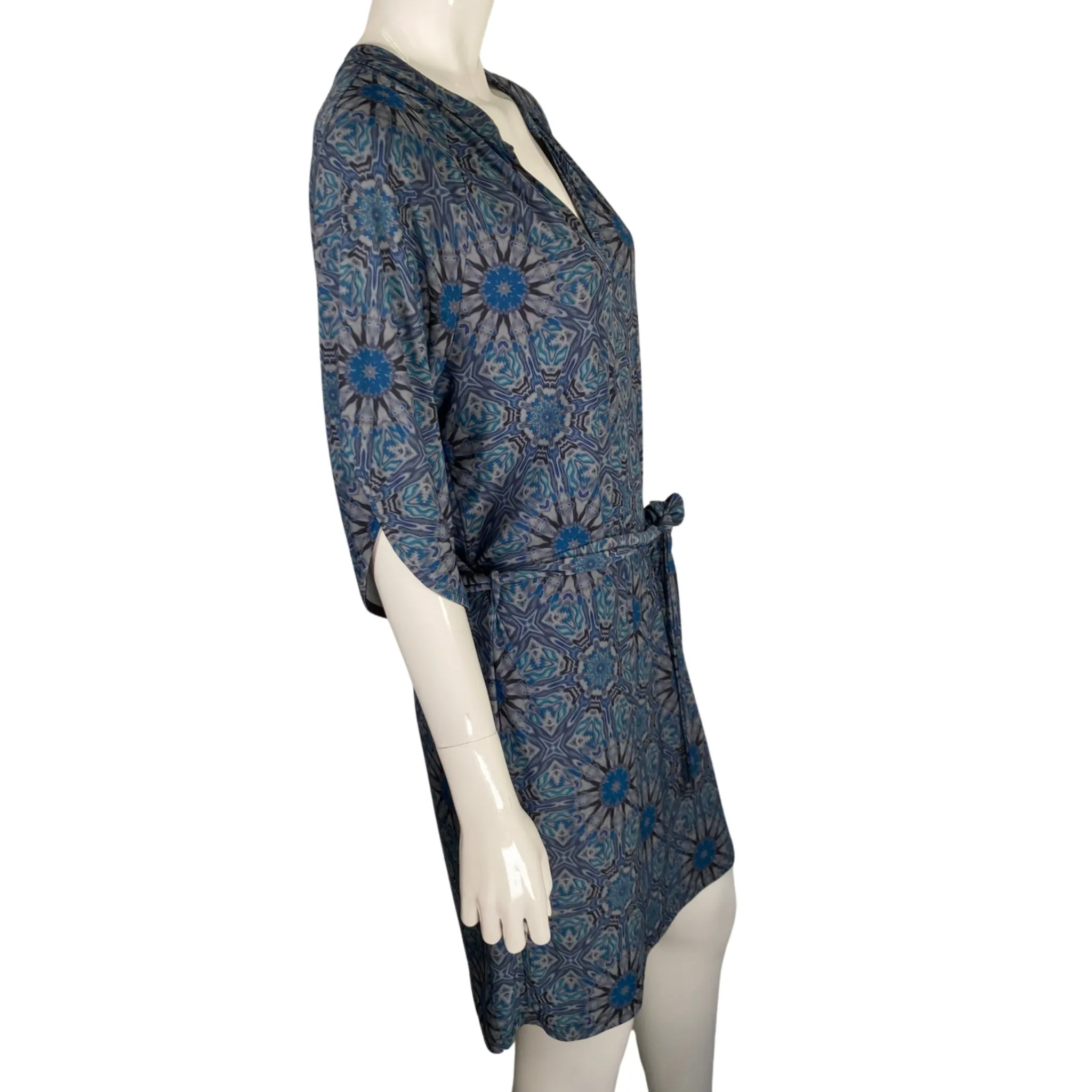 Deborah Viereck 33 Butterflies Blue Kaleidoscope Wrap Dress