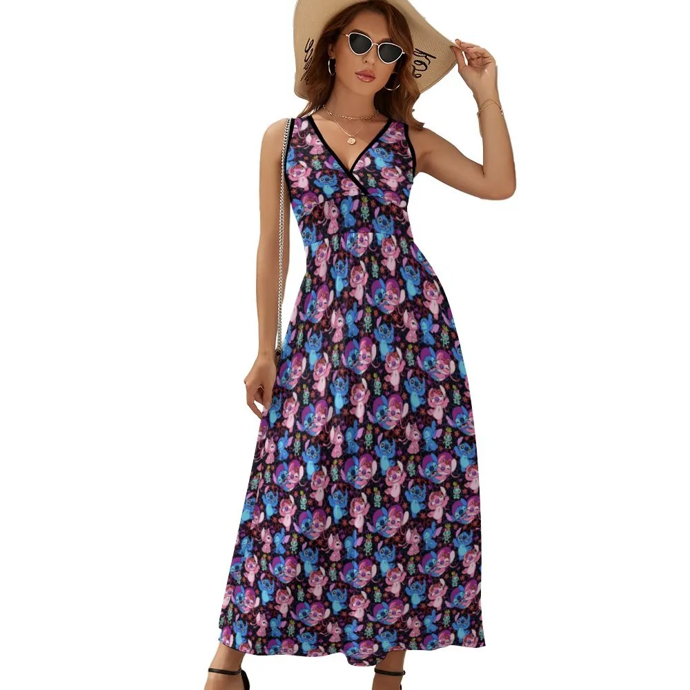 Disney Lilo And Stitch Angel Besties Women's Long Sleeveless Dress