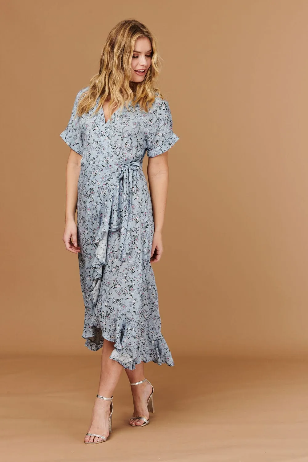 Ditsy Floral Short Sleeve Wrap Dress