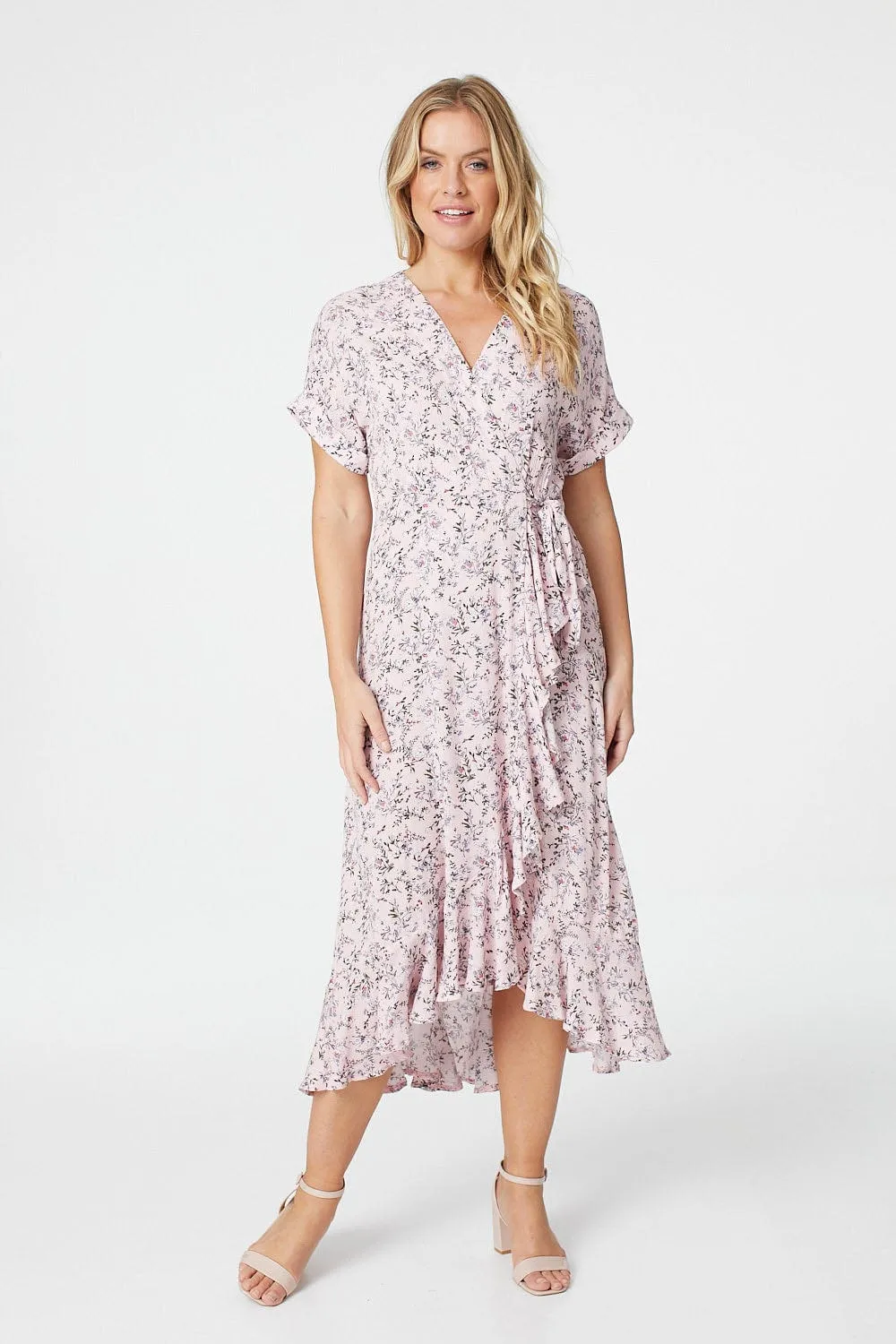 Ditsy Floral Short Sleeve Wrap Dress