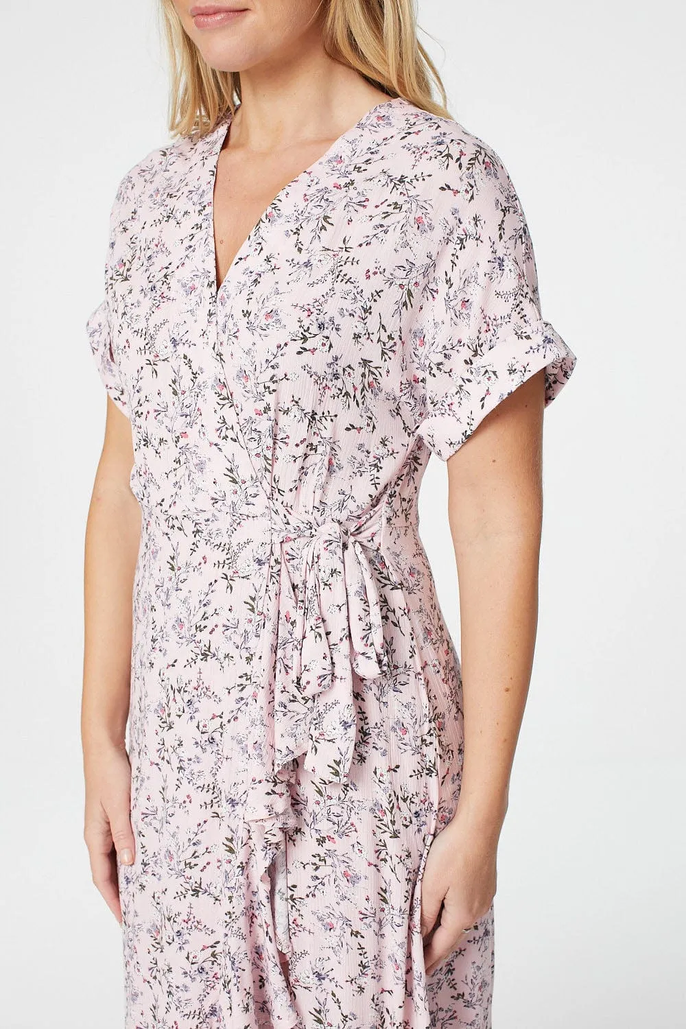 Ditsy Floral Short Sleeve Wrap Dress