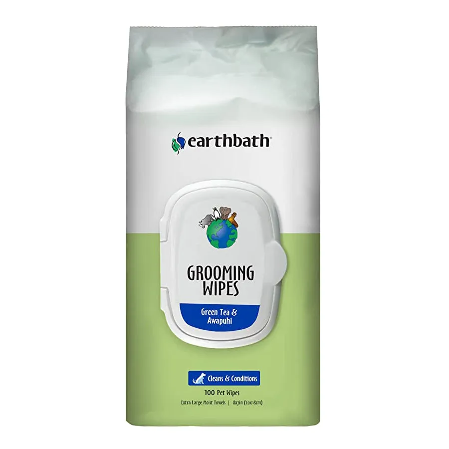 Earthbath Dog & Cat Grooming Wipes Green Tea & Awapuhi 100sheets