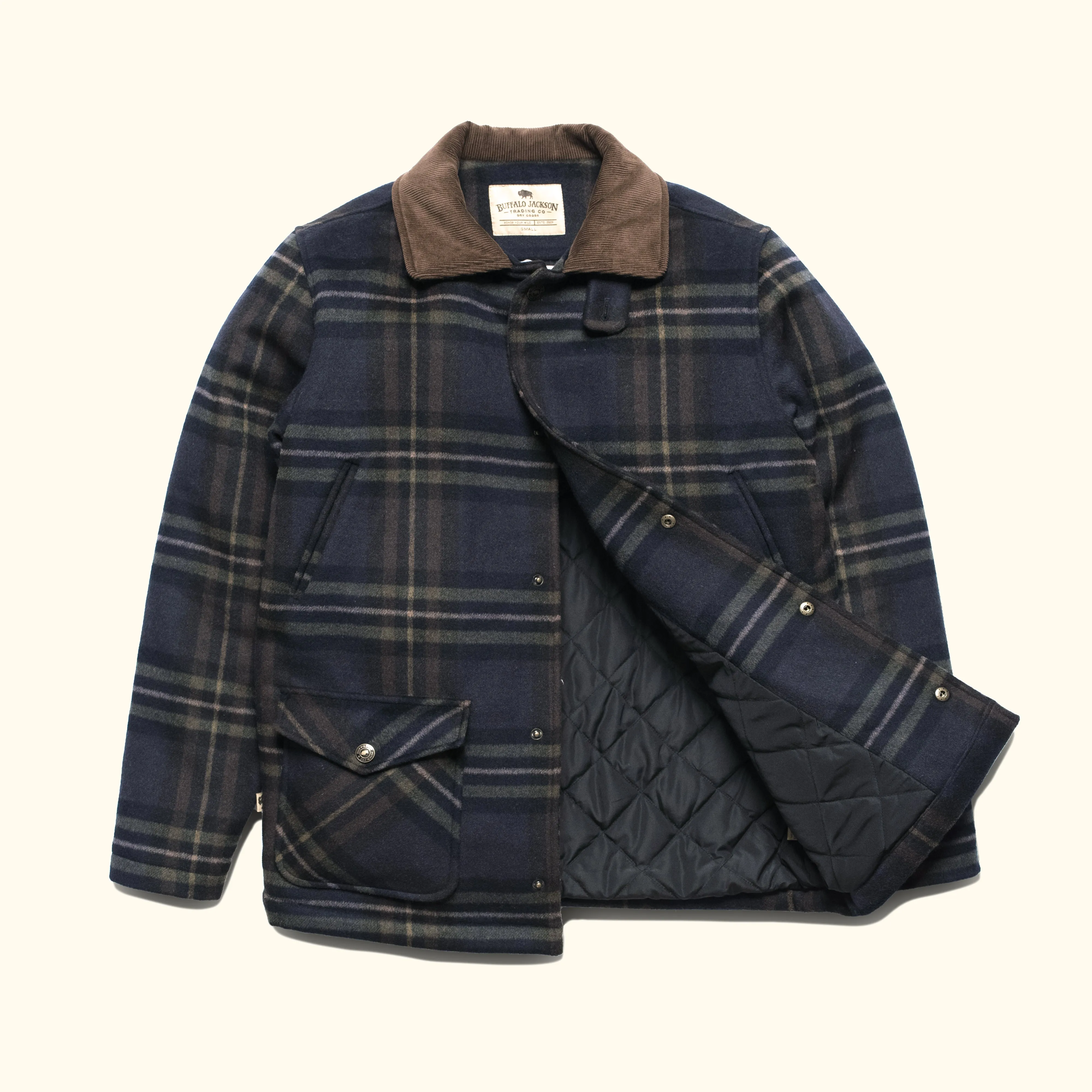 Ellis Wool Jacket | Navy Plaid and Corduroy