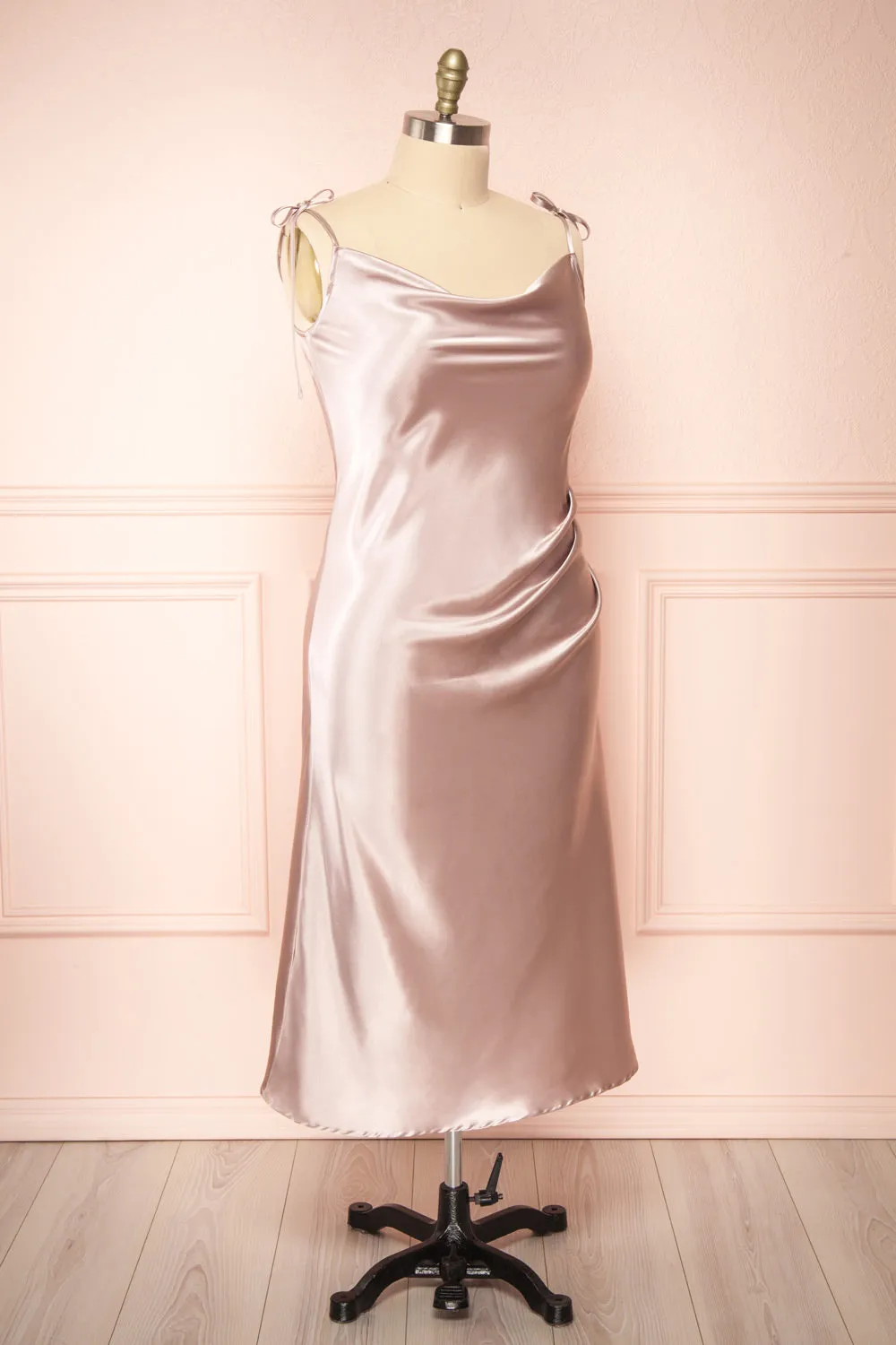 Elyse Champagne | Cowl Neck Midi Dress