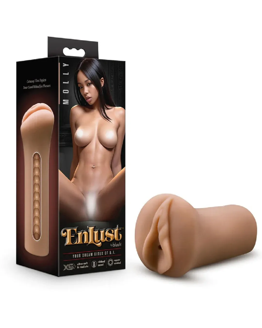 EnLust Molly Realistic Pocket Pussy Stroker with AI Image Gallery - Caramel