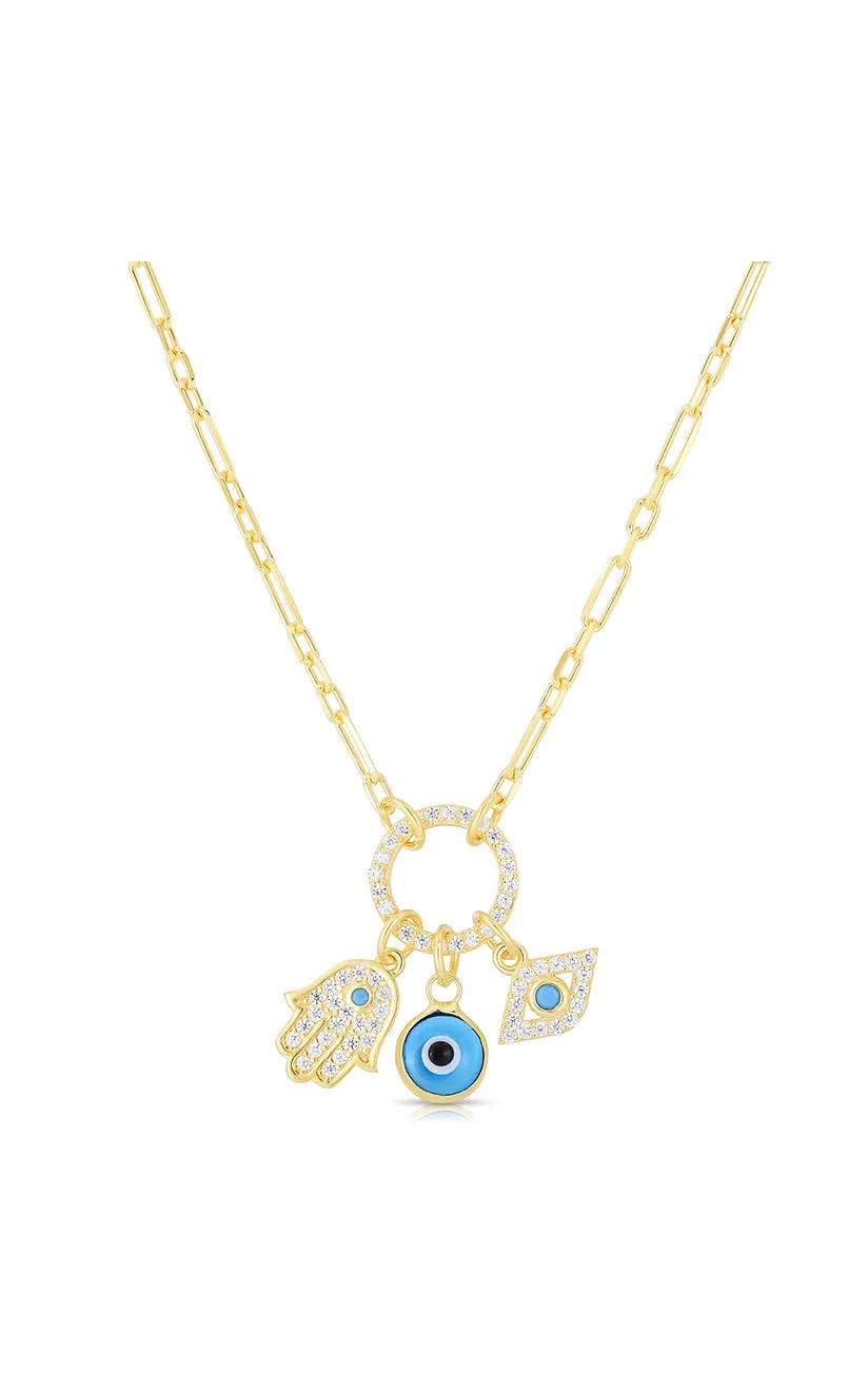 Evil Eye and Hamsa Charm Necklace